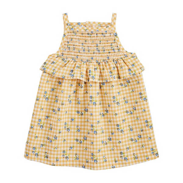 Mudpie Yellow Smocked Baby Dress