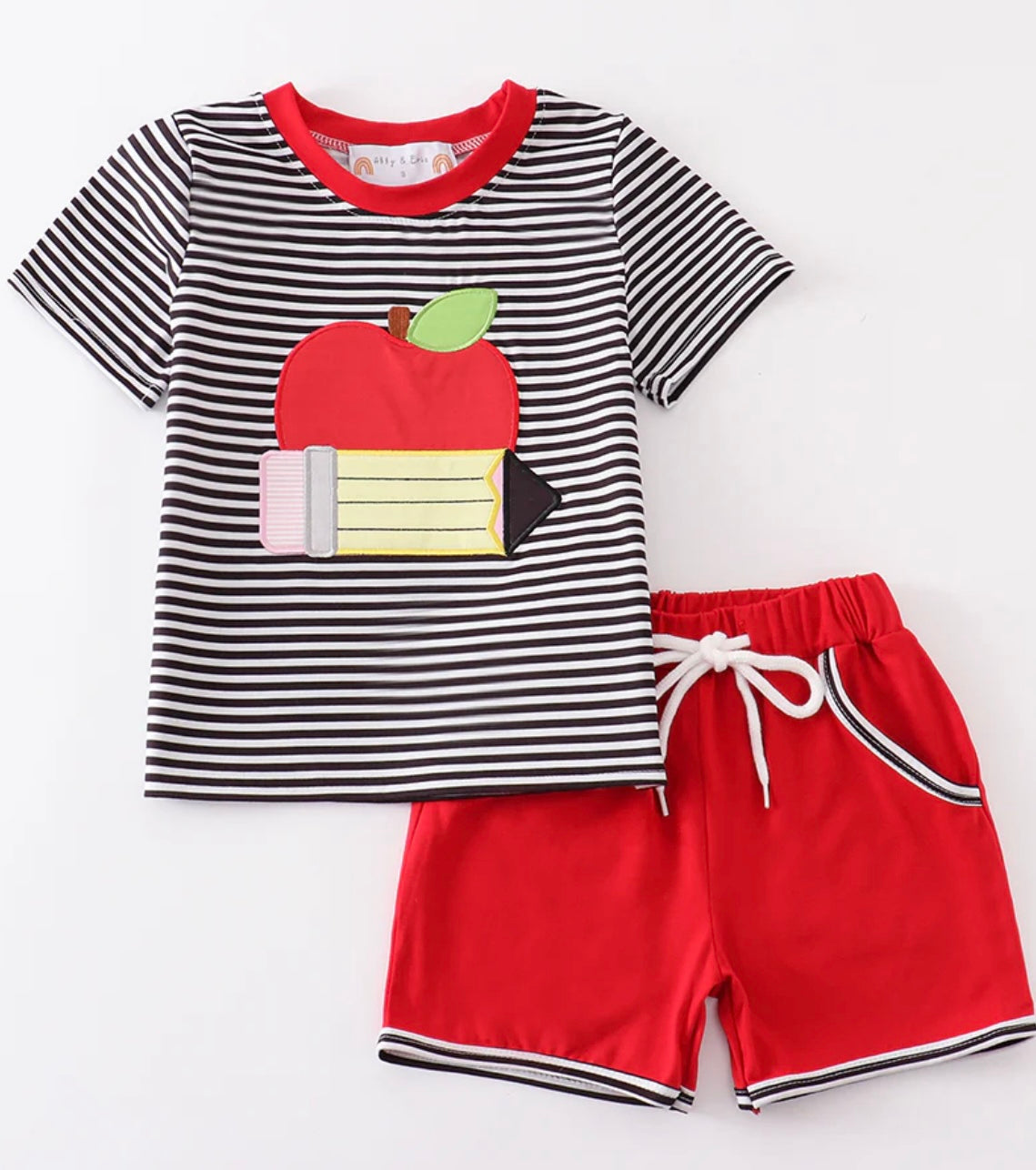 Red Apple Appliqué Short Set