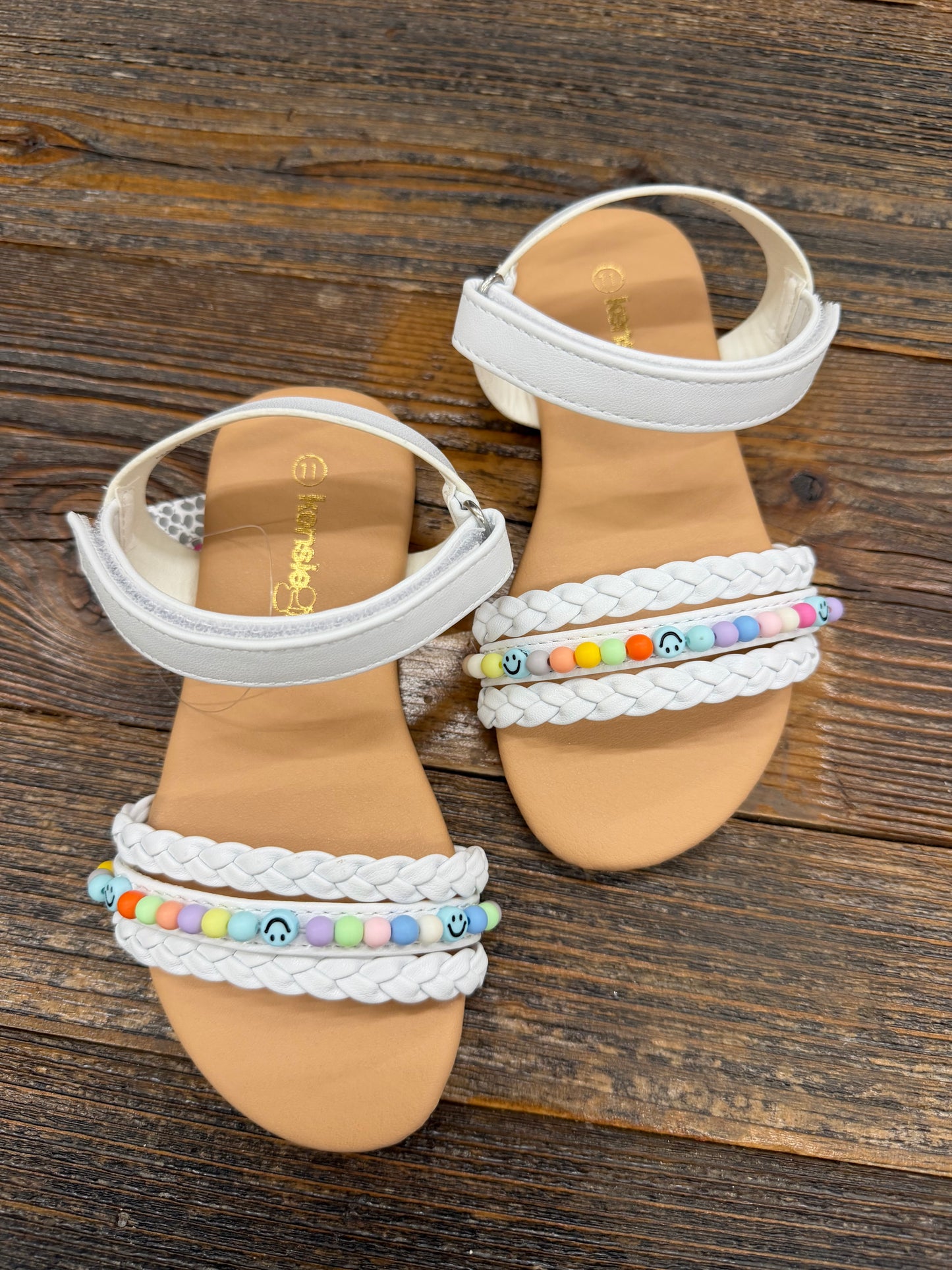 KG White Beaded Sandals