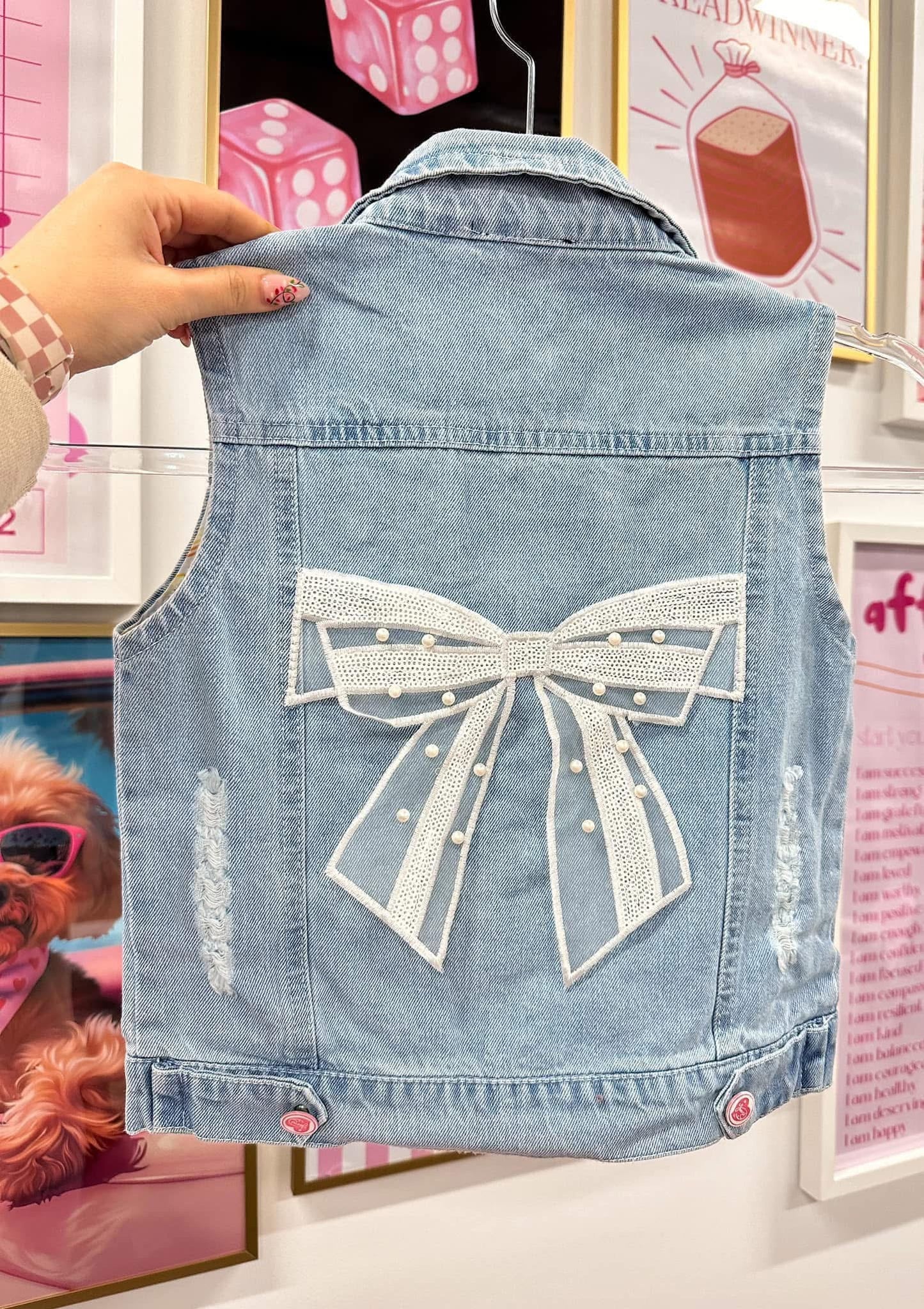 Denim Bow Vest