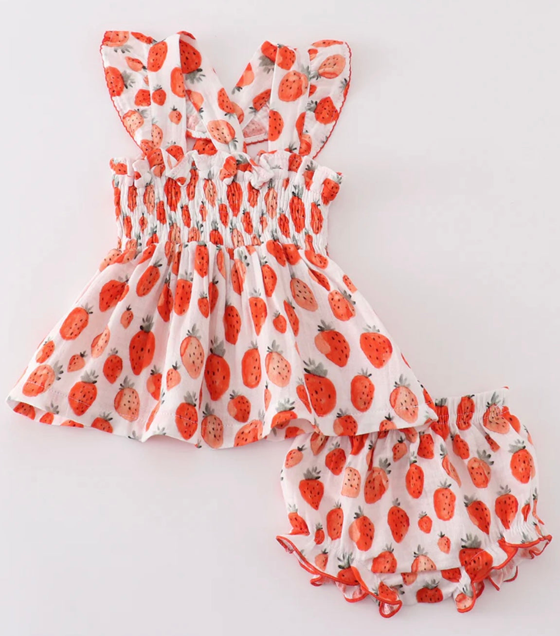 Strawberry Smocked Bloomer Set
