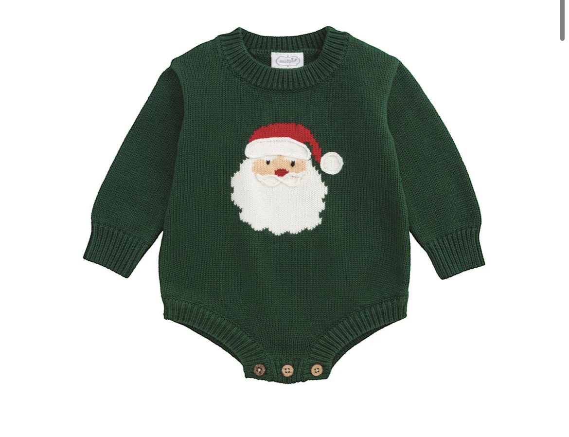 Mudpie Green Santa Sweater Bubble