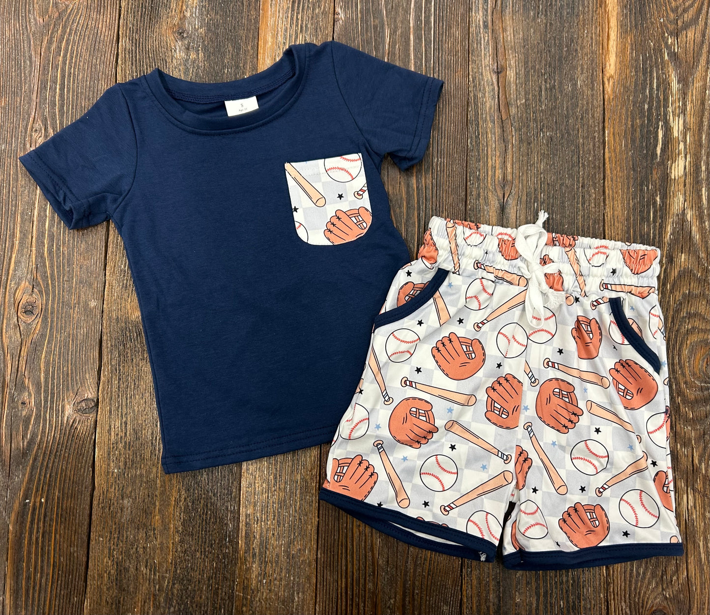 Navy Baseball Short Set