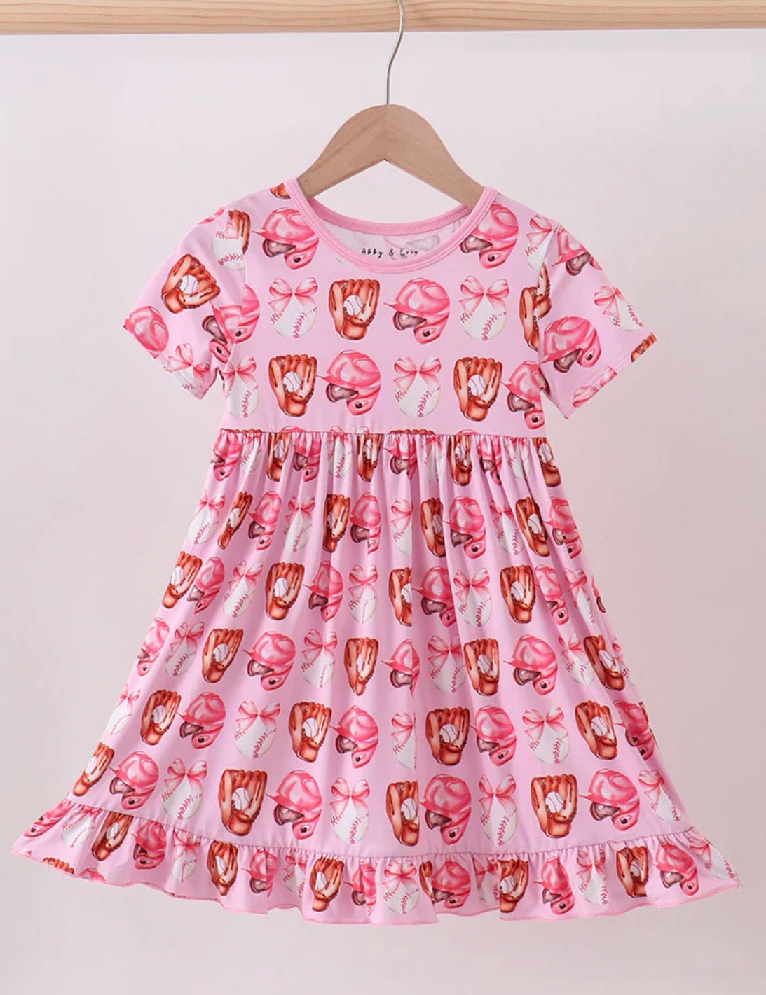 Pink Bow Baseball Bamboo Dress