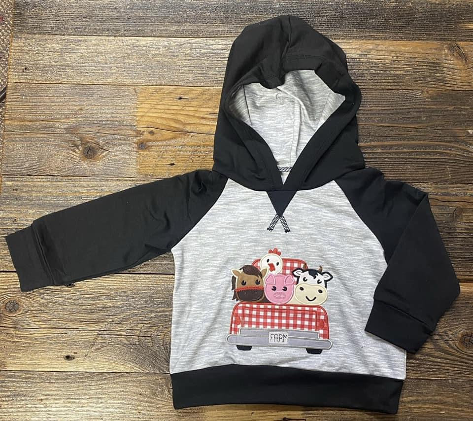 Black/Gray Farm Truck Hoodie