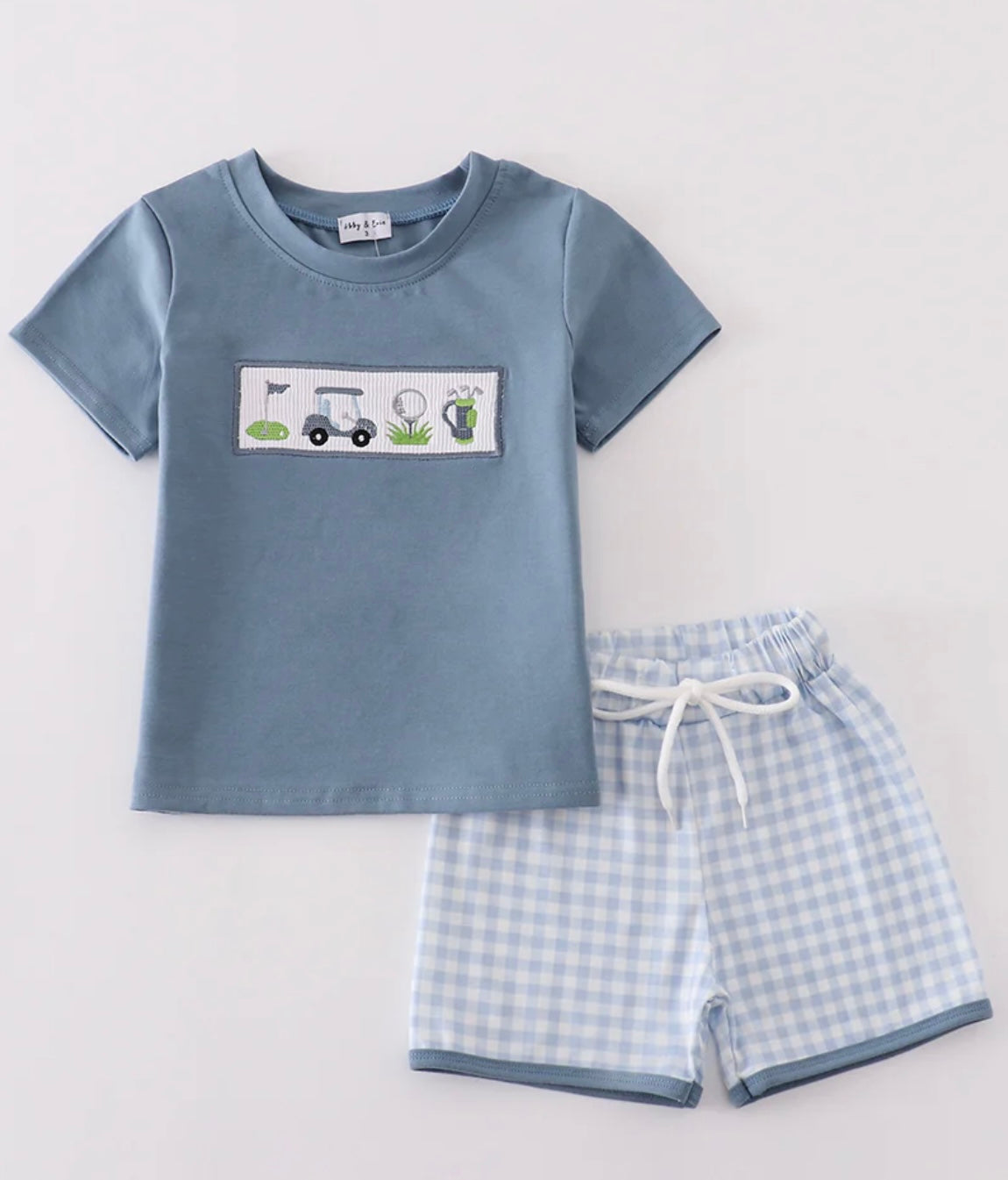 Blue Golf Smocked Set