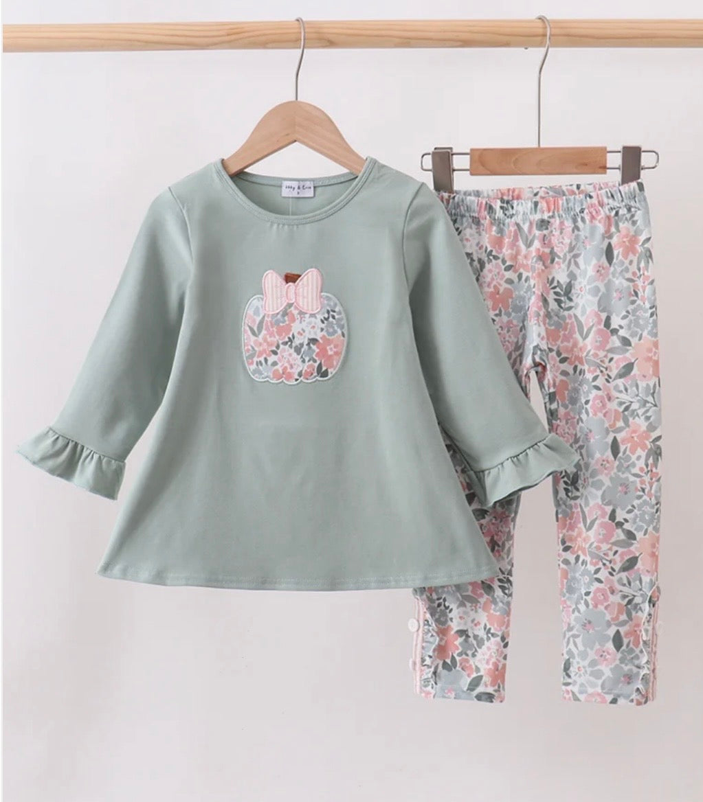 Sage Floral Pumpkin Pant Set