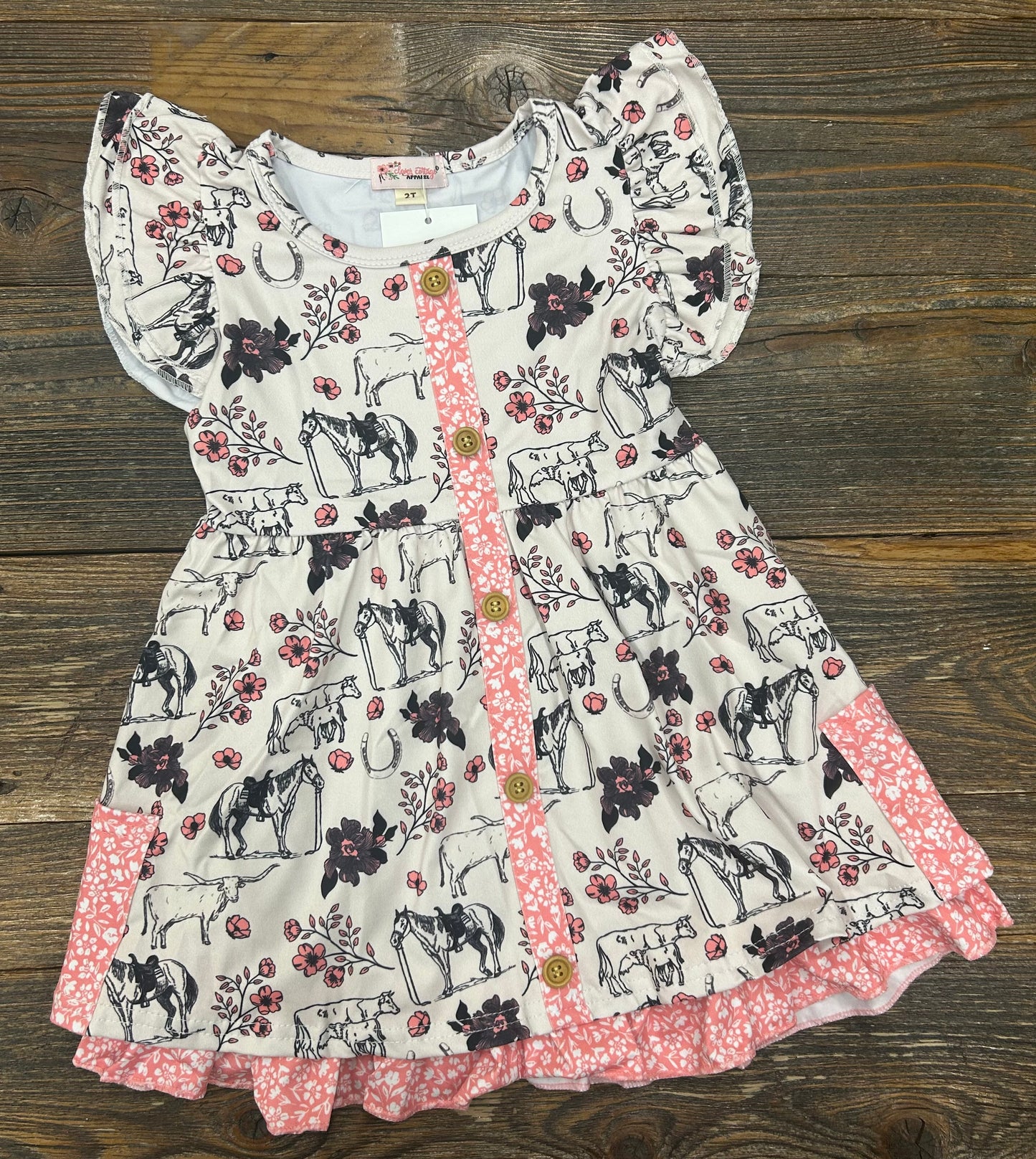 CC Coral Frontier Ruffle Dress