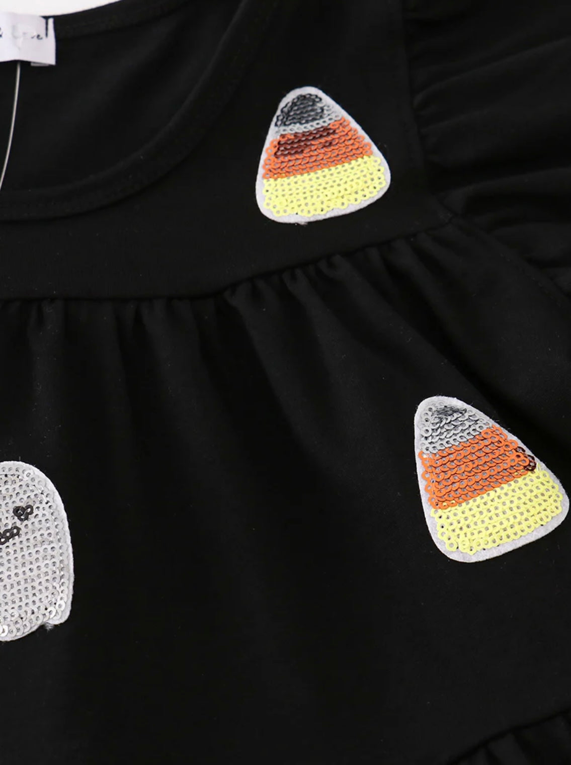 Black Ghost Sequin Ruffle Dress