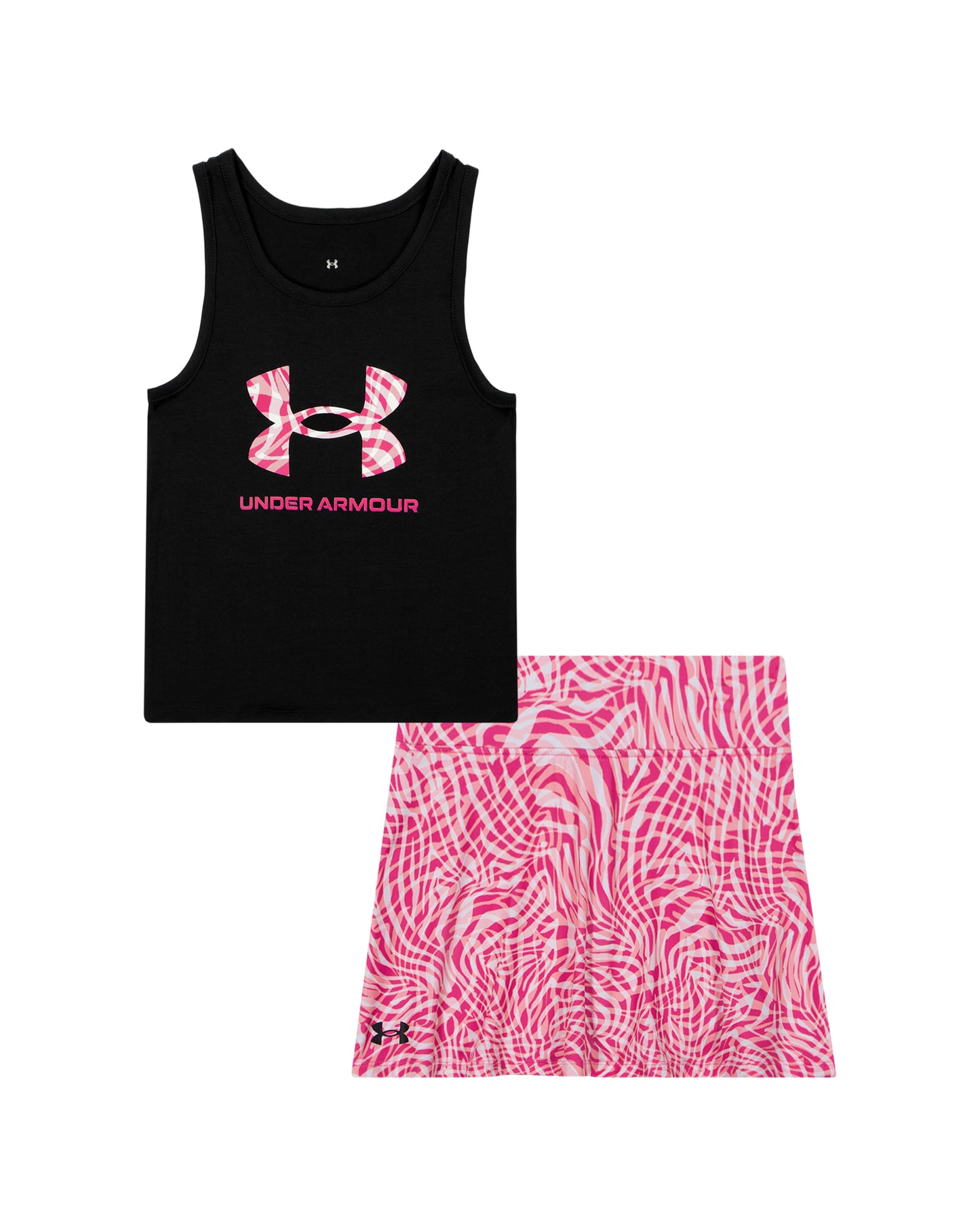 Under Armour Black Tank & Pink Abstract Skort Set