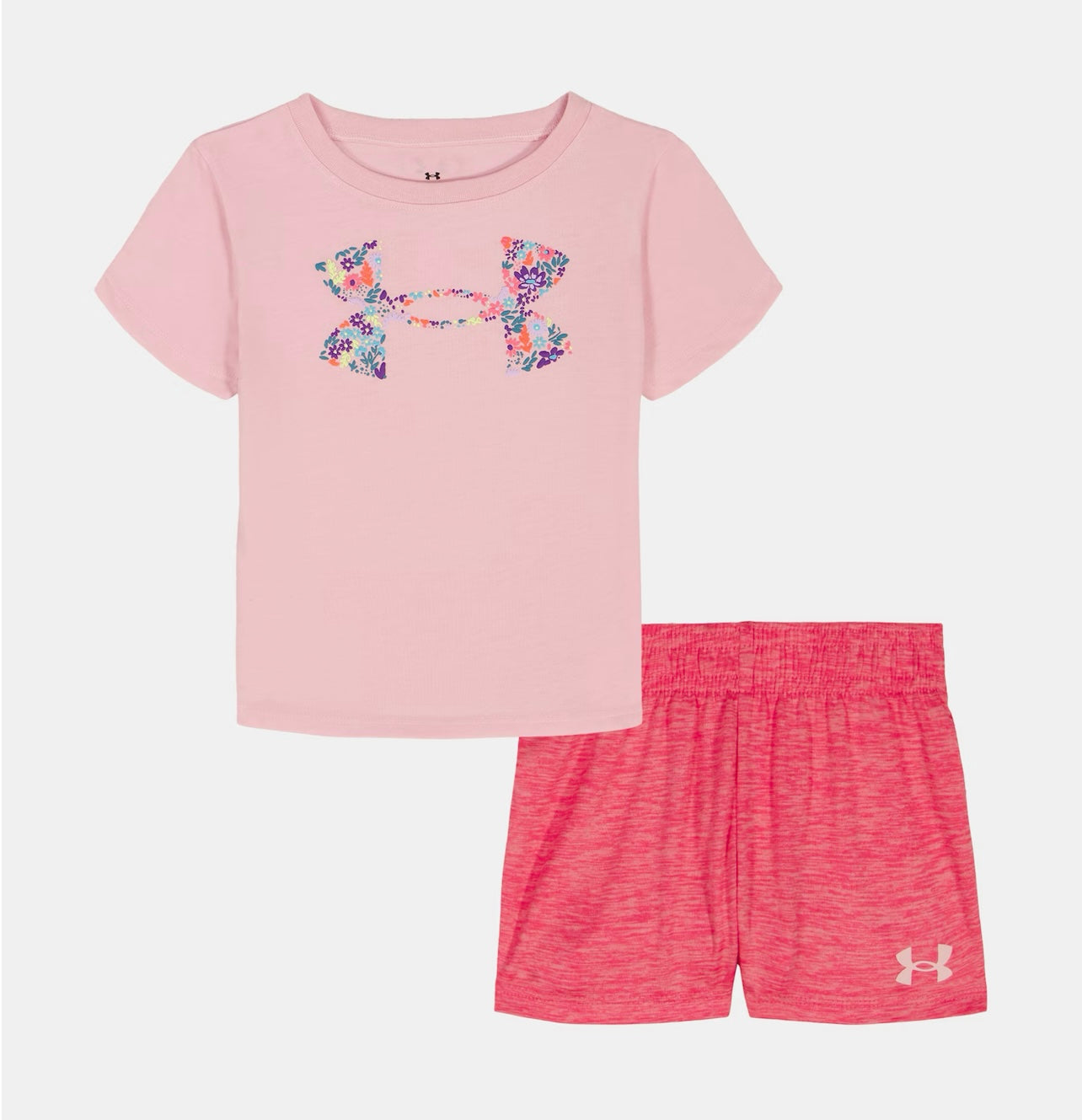 Under Armour Prime Pink Floral Logo Tee & Bittersweet Pink Short Set