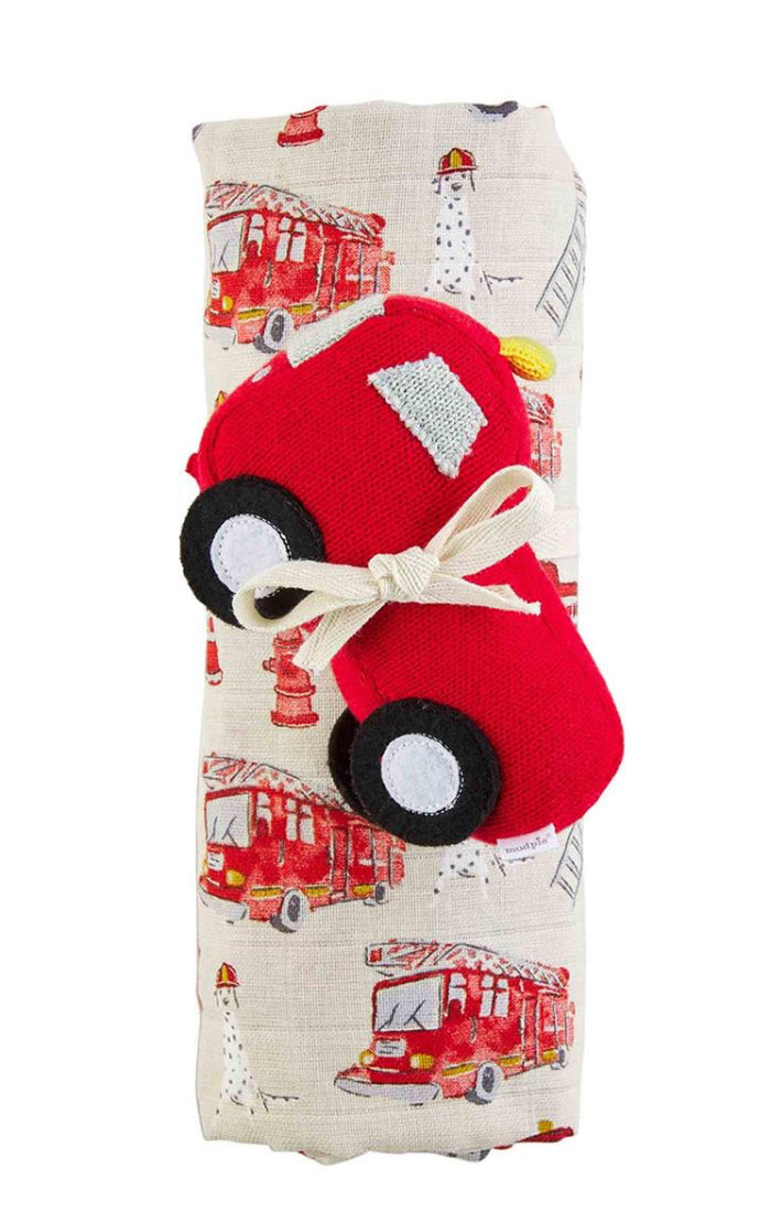 Mudpie Swaddle & Rattle Set