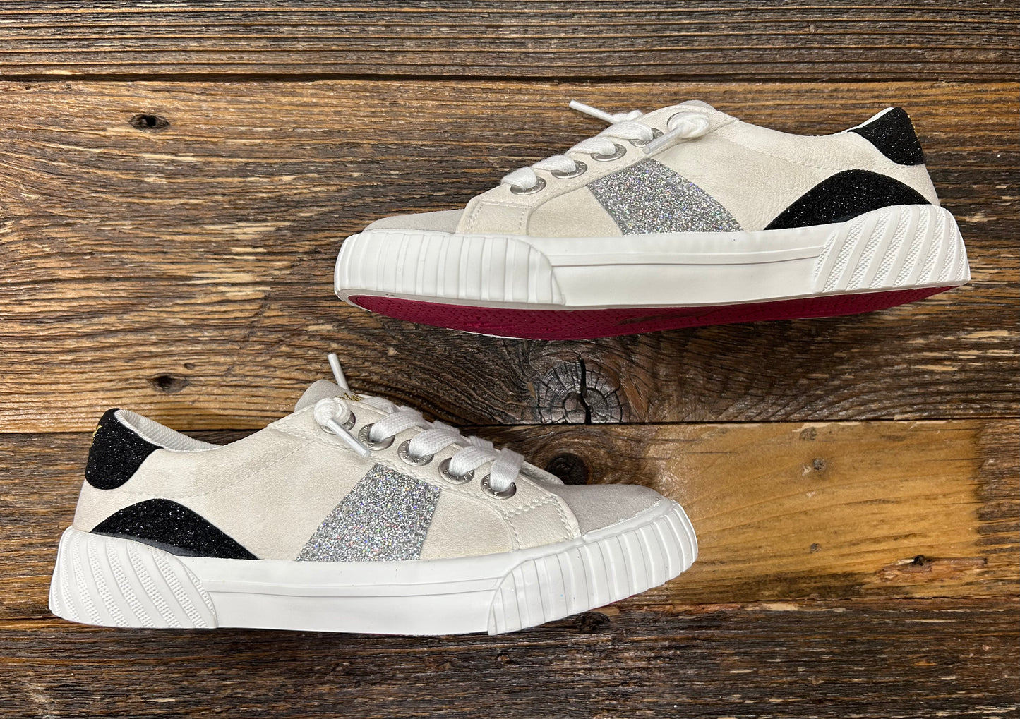 Blowfish Microsuede Multi Silver Glitter Sneaker