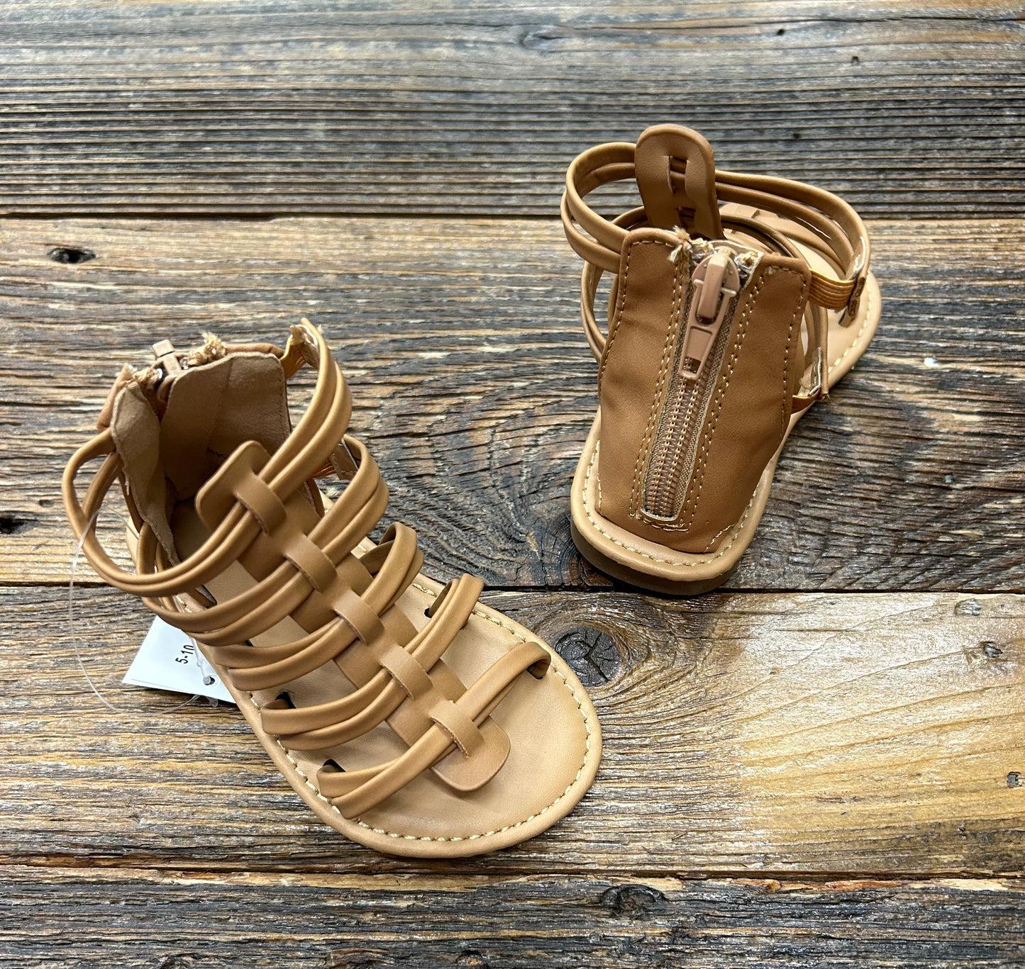 Laura Ashley Tan Gladiator Zipper Sandal