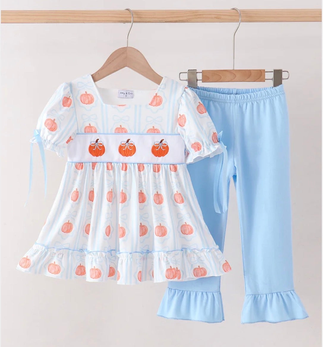 Blue Pumpkin embroidery Ruffle Pant Set