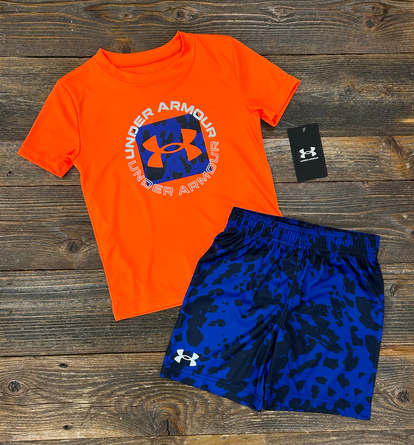 Under Armour Blaze Orange & Blue Camo Short Set