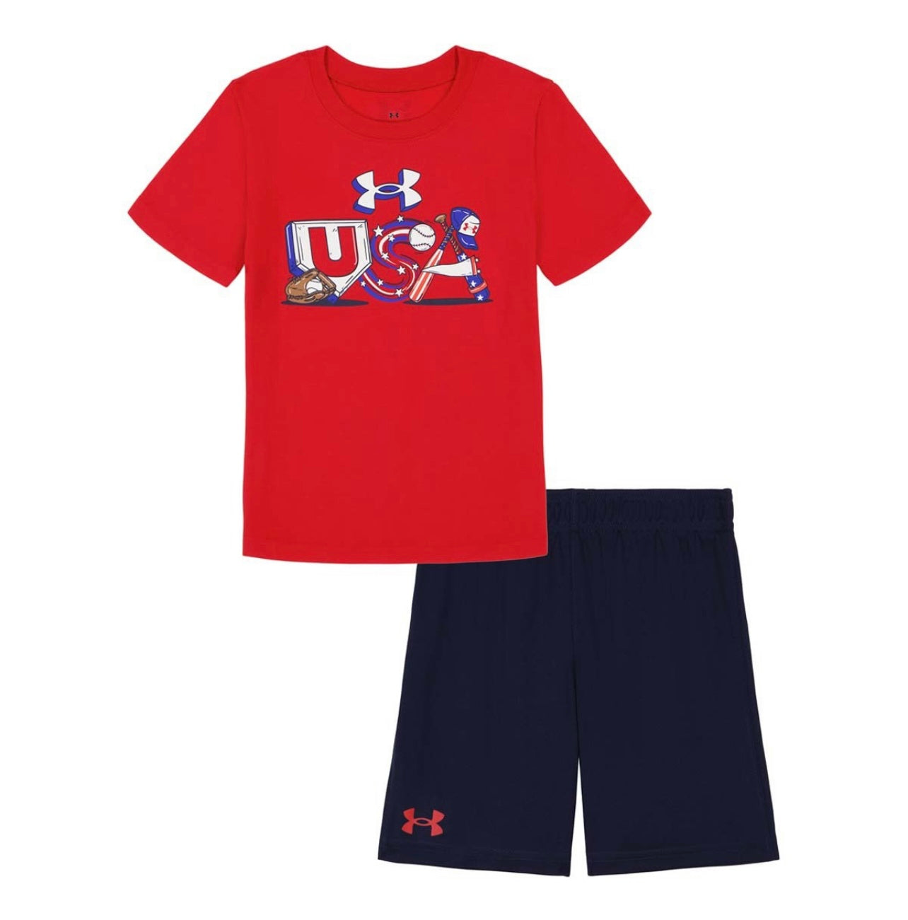 Under Armour Red USA Baseball Short Set
