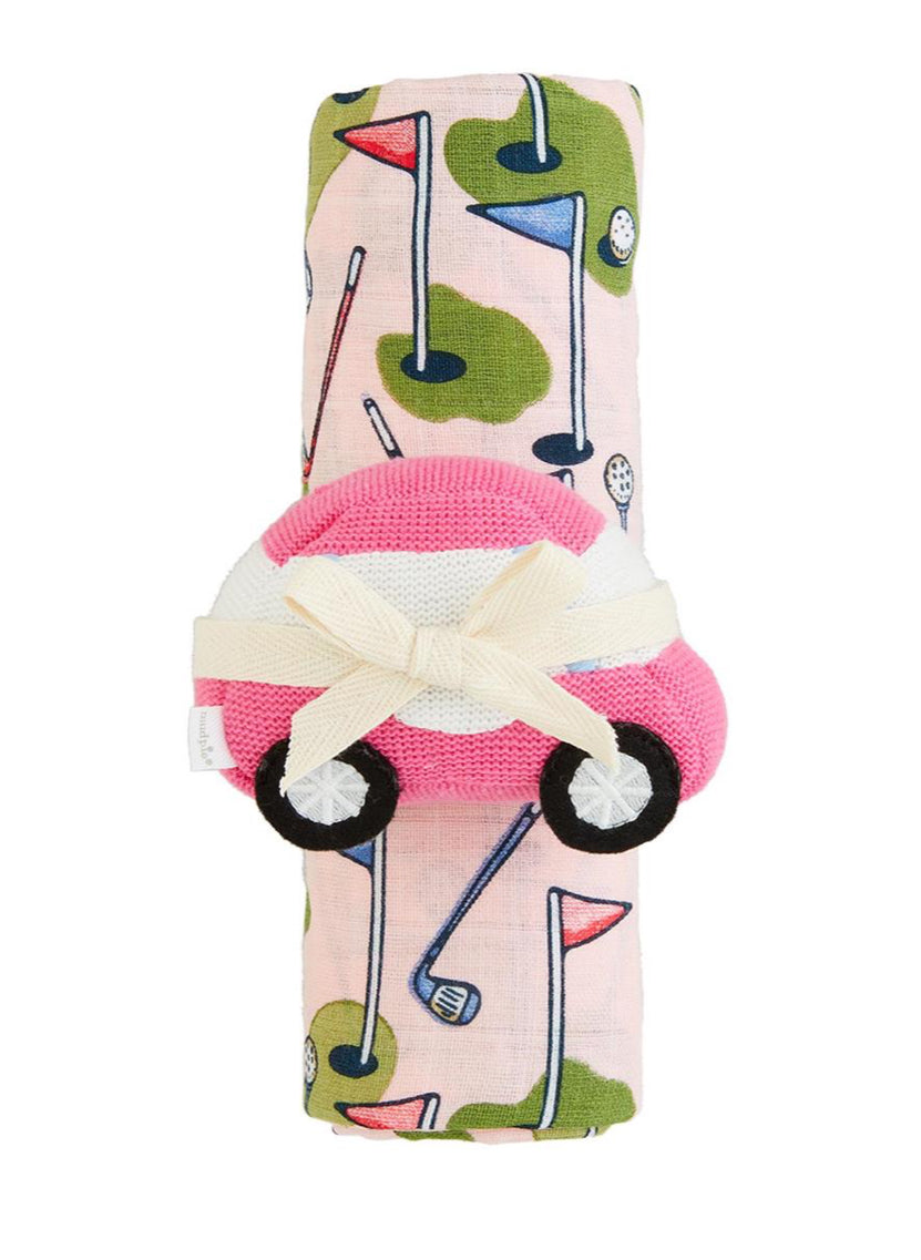 Mudpie Swaddle & Rattle Set