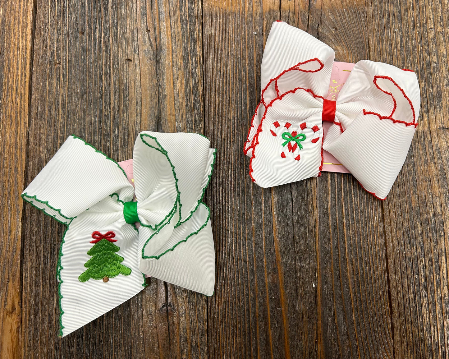 Holiday Moon Stitch Embroidered Bow/Headwrap