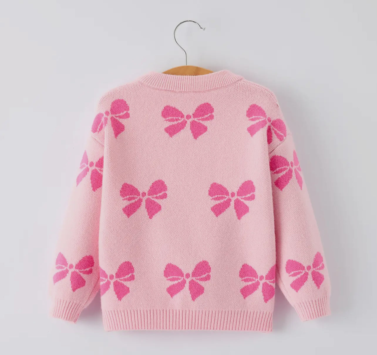 Pink Baby Bow Ribbon Tie Sweater