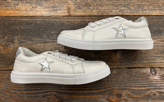 Kensie White / Sliver Glitter Sneaker