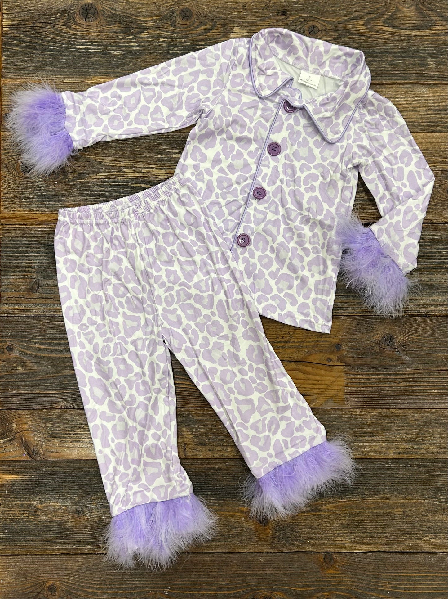 Lilac Leopard Fur Longsleeve PJ Set
