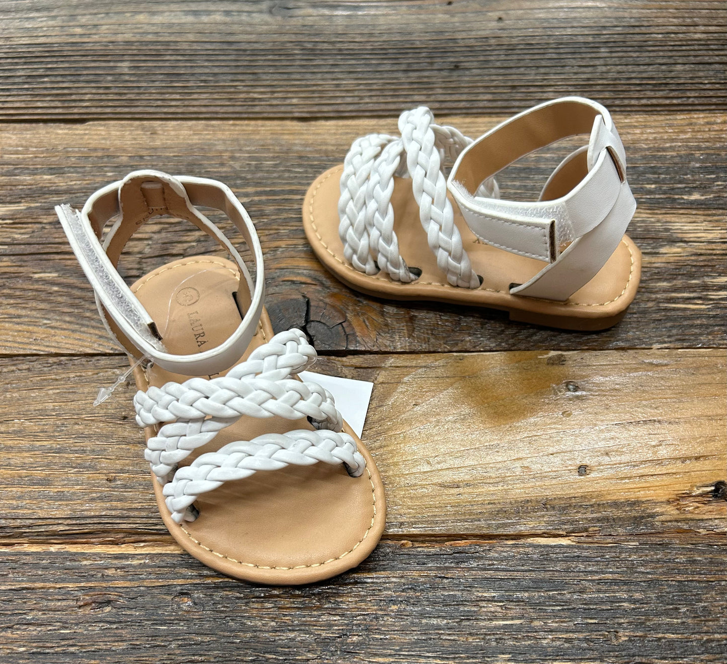 Laura Ashley White Braided Strappy Sandal