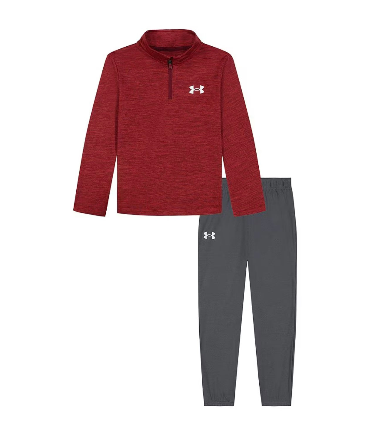 Under Armour Heather Red Quarter Zip Pullover & Grey Jogger Set