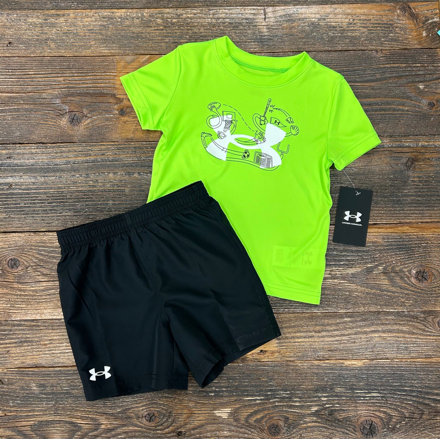 Under Armour Hyper Green & Black Woven Short Sports Set