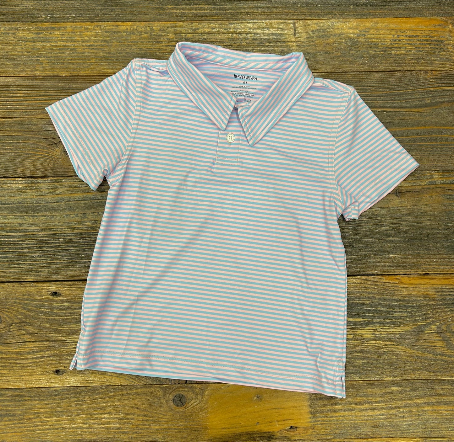 Meripex Pink & Blue Stripe Polo Shirt