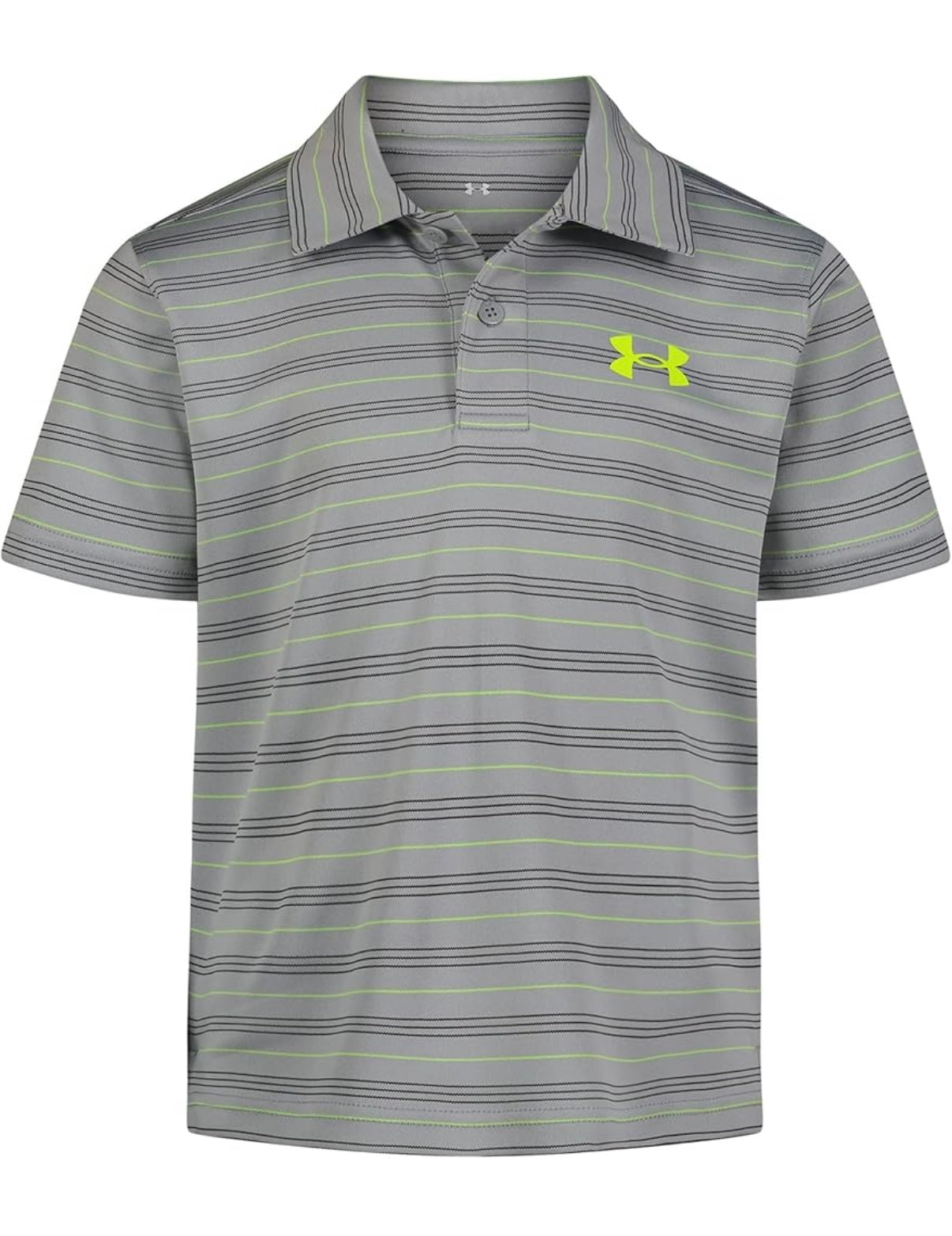 Under Armour Mod Gray & Vis Yellow Stripe Match Play Polo