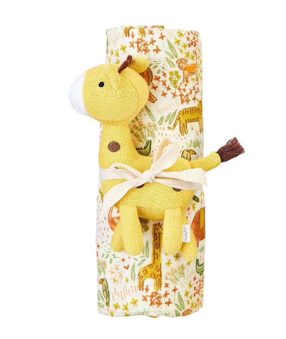 Mudpie Swaddle & Rattle Set