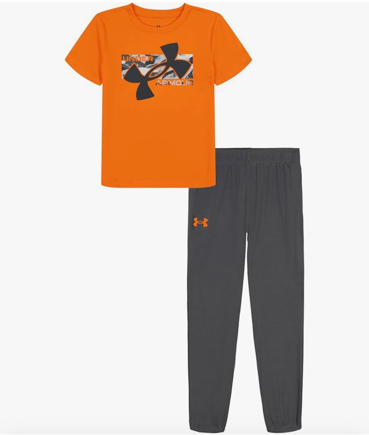 Under Armour Team Orange Tech Short Sleeve & Grey Jogger Set