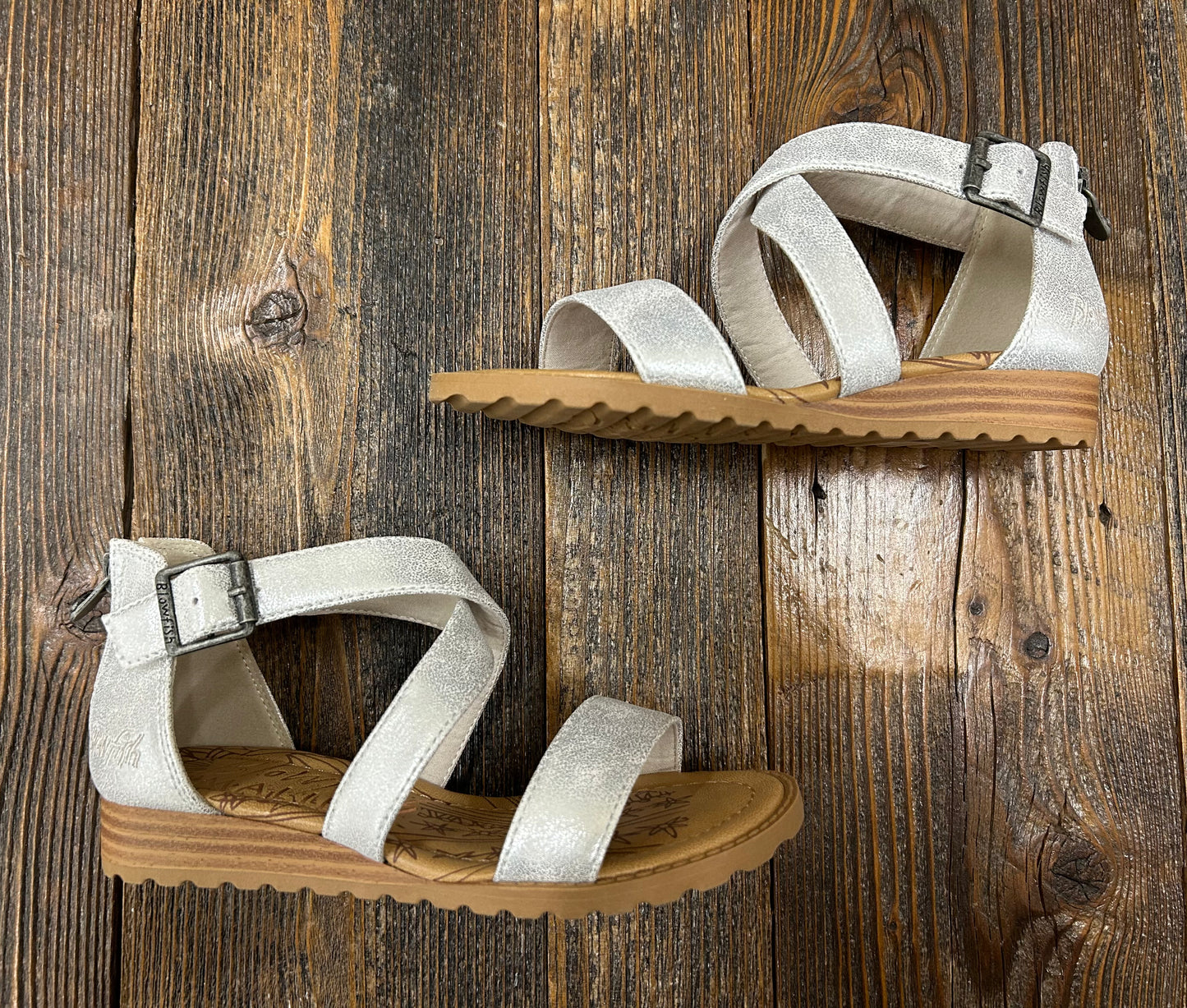 Blowfish Aida White Metallic Strappy Sandal