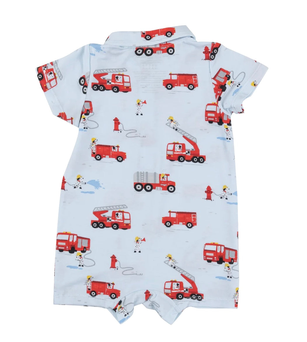Angel Dear Firetruck Dalmatians Polo Shortie Romper