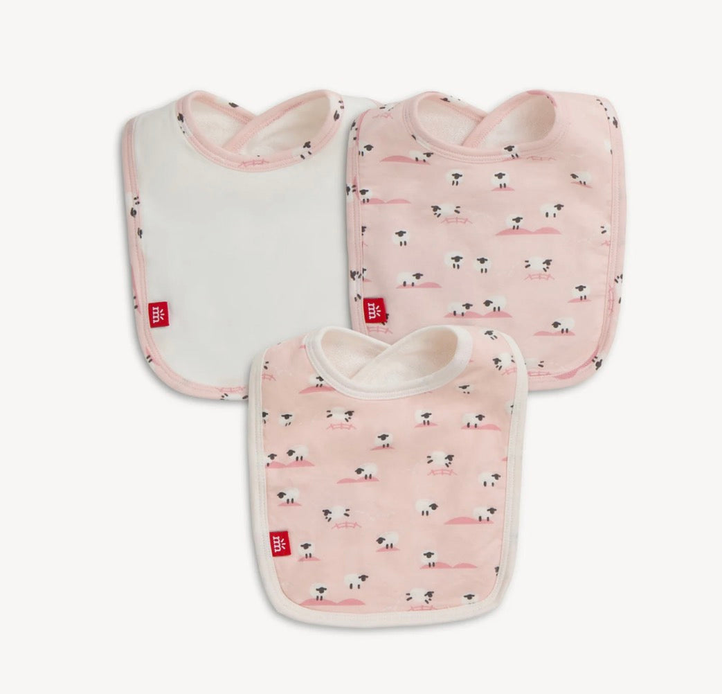 Magnetic Me Baa Baa Baby Pink Modal Bib 3-Pack