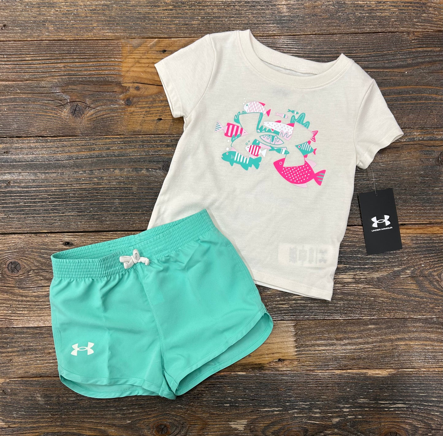 Under Armour Stone Fish Logo & Mint Short Set