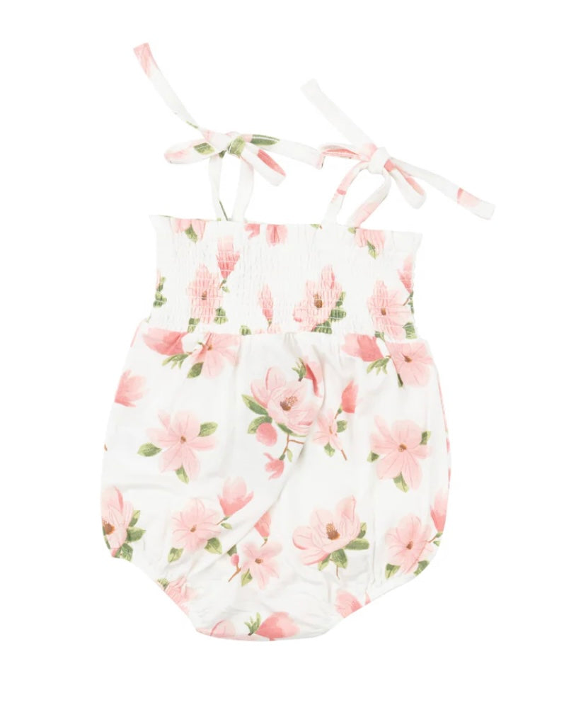 Angel Dear Sweet Magnolias Tie Strap Smocked Bubble