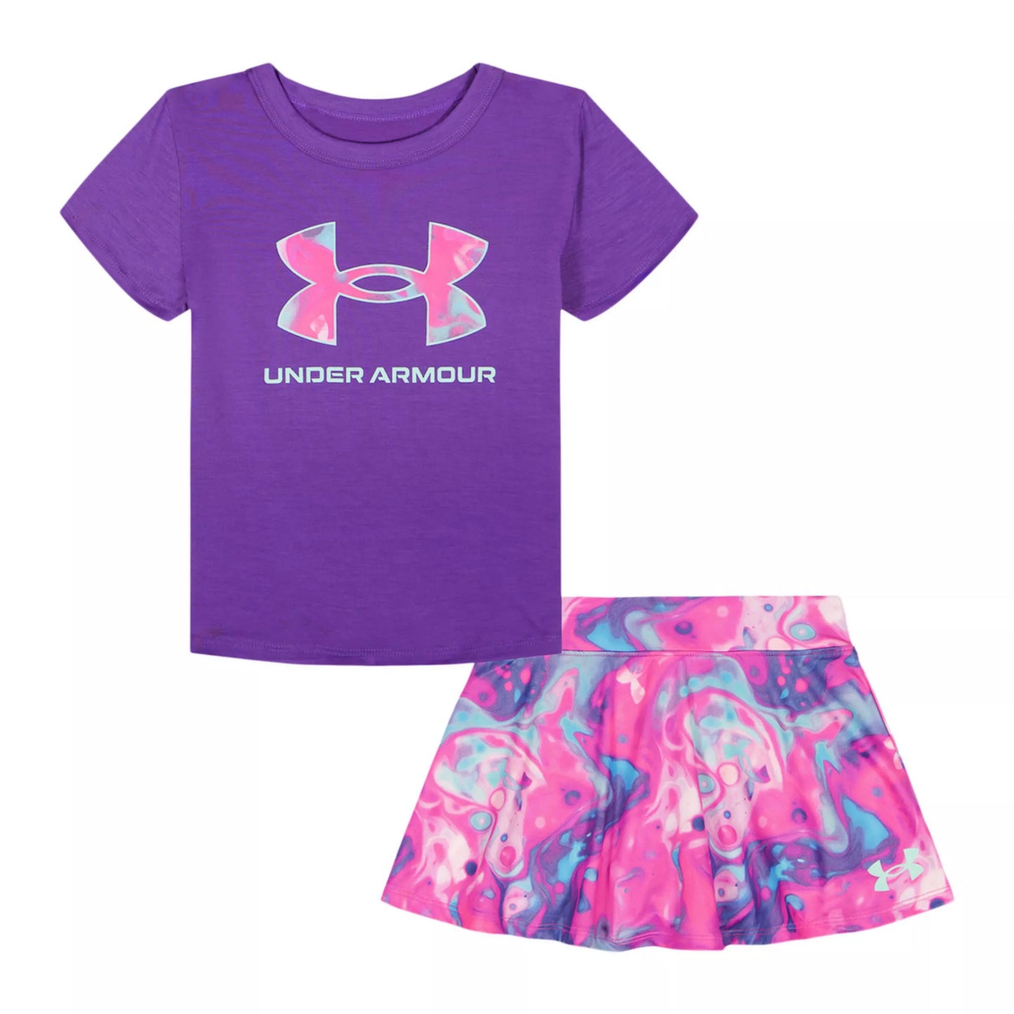 Under Armour Lavish Purple Logo Tee & Blend Print Skort Set