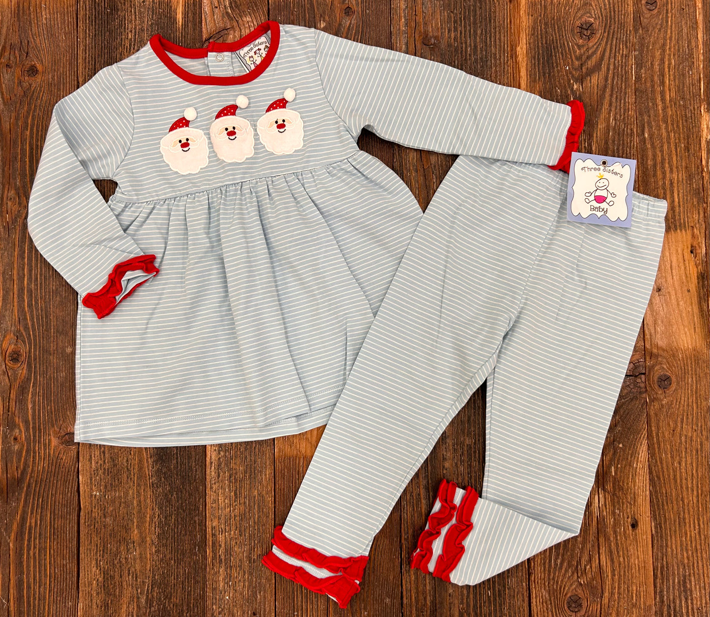 Three Sisters Santa Applique Girls Legging Set