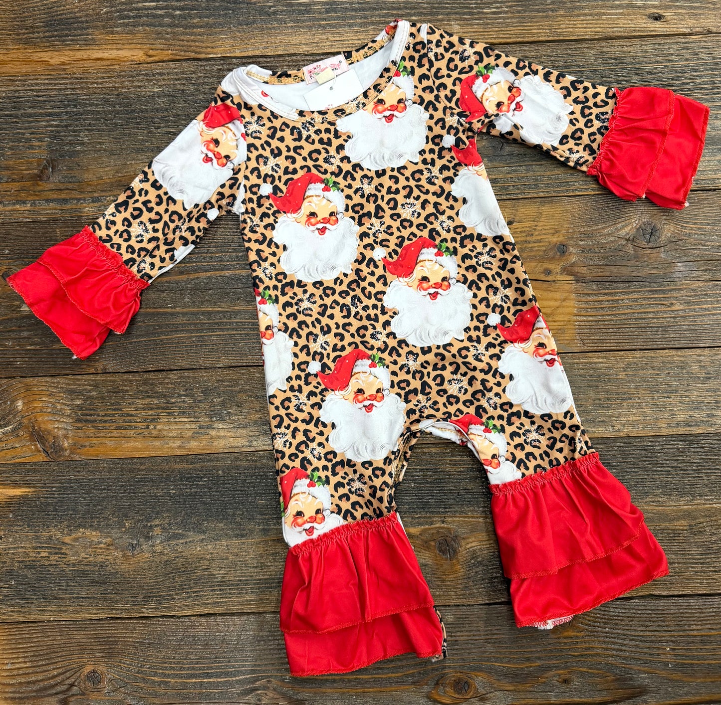 Red Leopard Santa Baby Romper