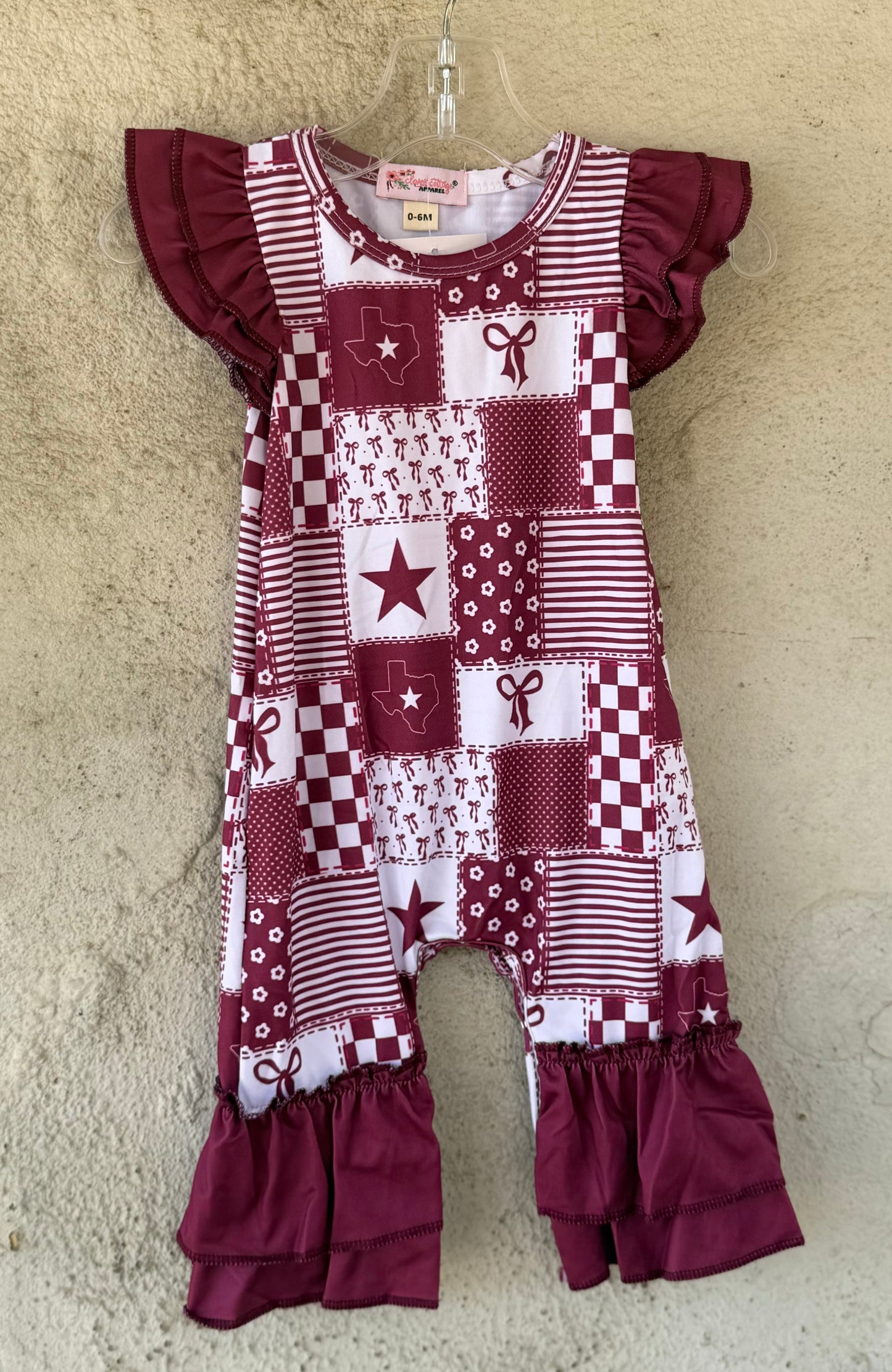 Texas Maroon Romper