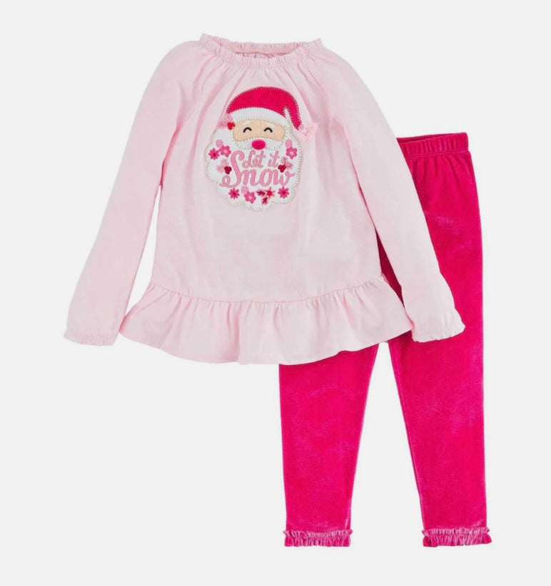 Mudpie Santa Appliqué Tunic & Legging Set
