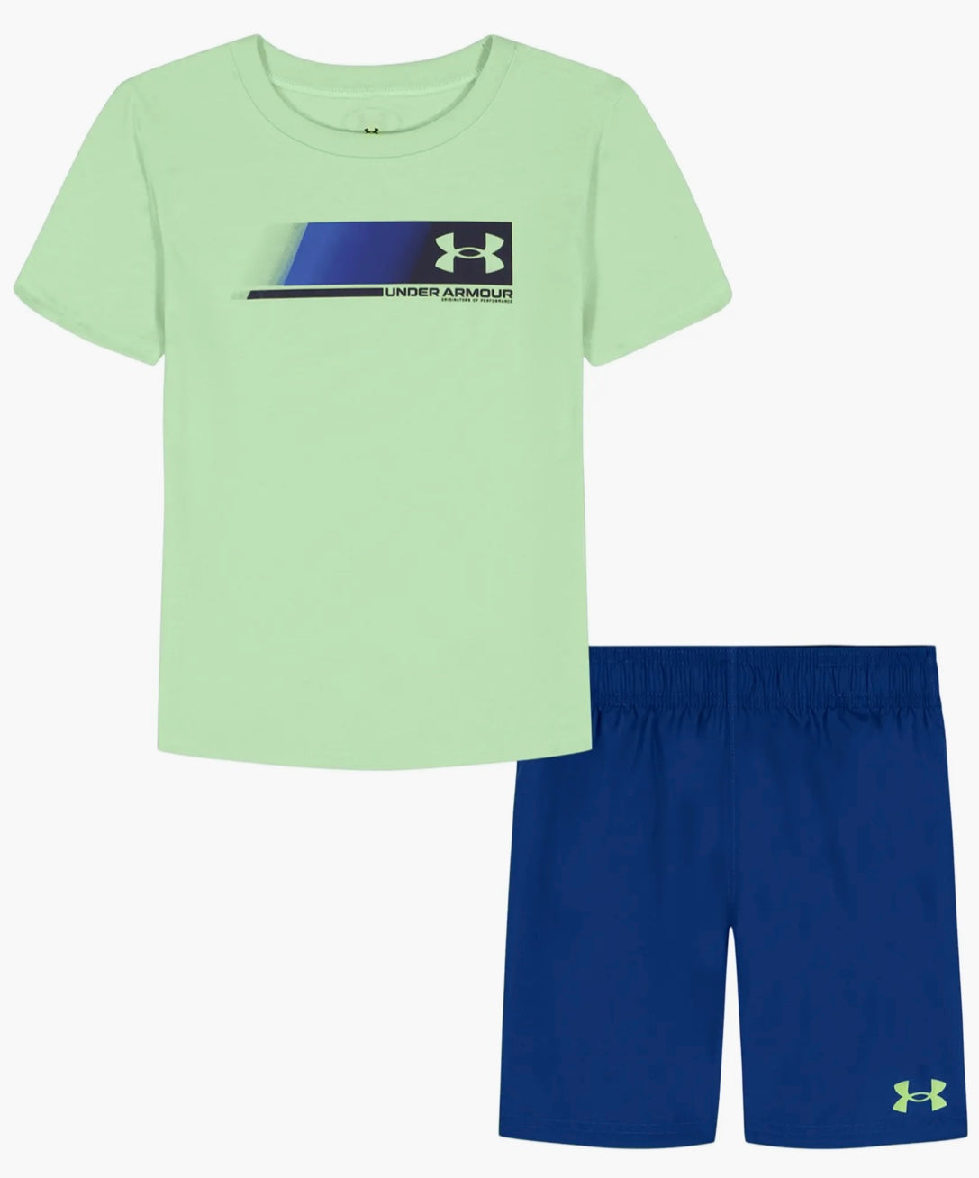 Under Armour Lumos Lime Logo Tee & Varsity Blue Short Set