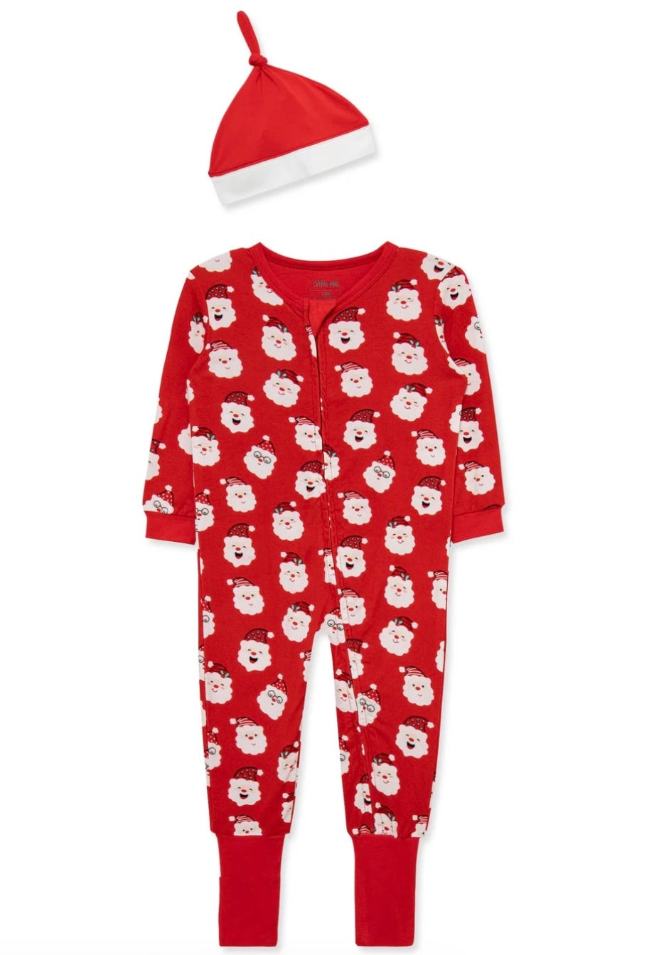 Little Me Red Santa Bamboo Sleeper & Hat Set