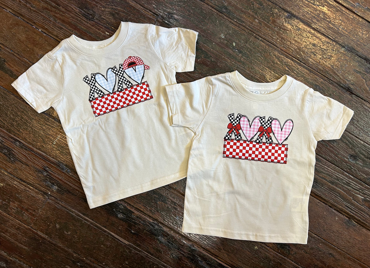 Checkered Hearts XOXO Tee