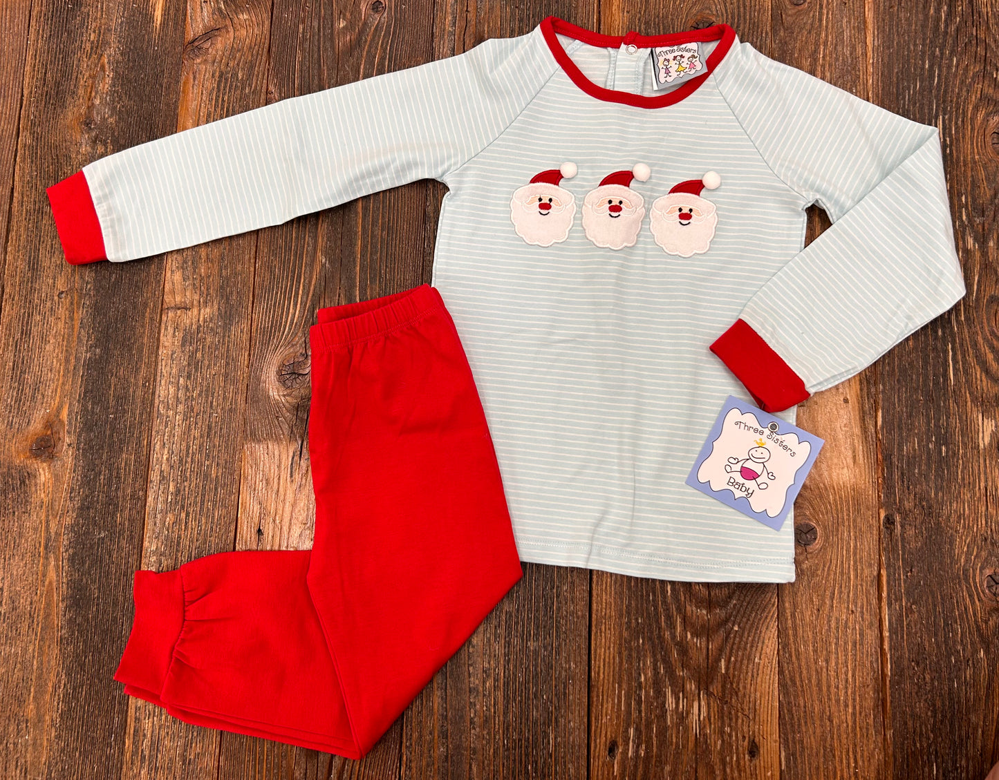 Three Sisters Santa Applique Boys Jogger Set