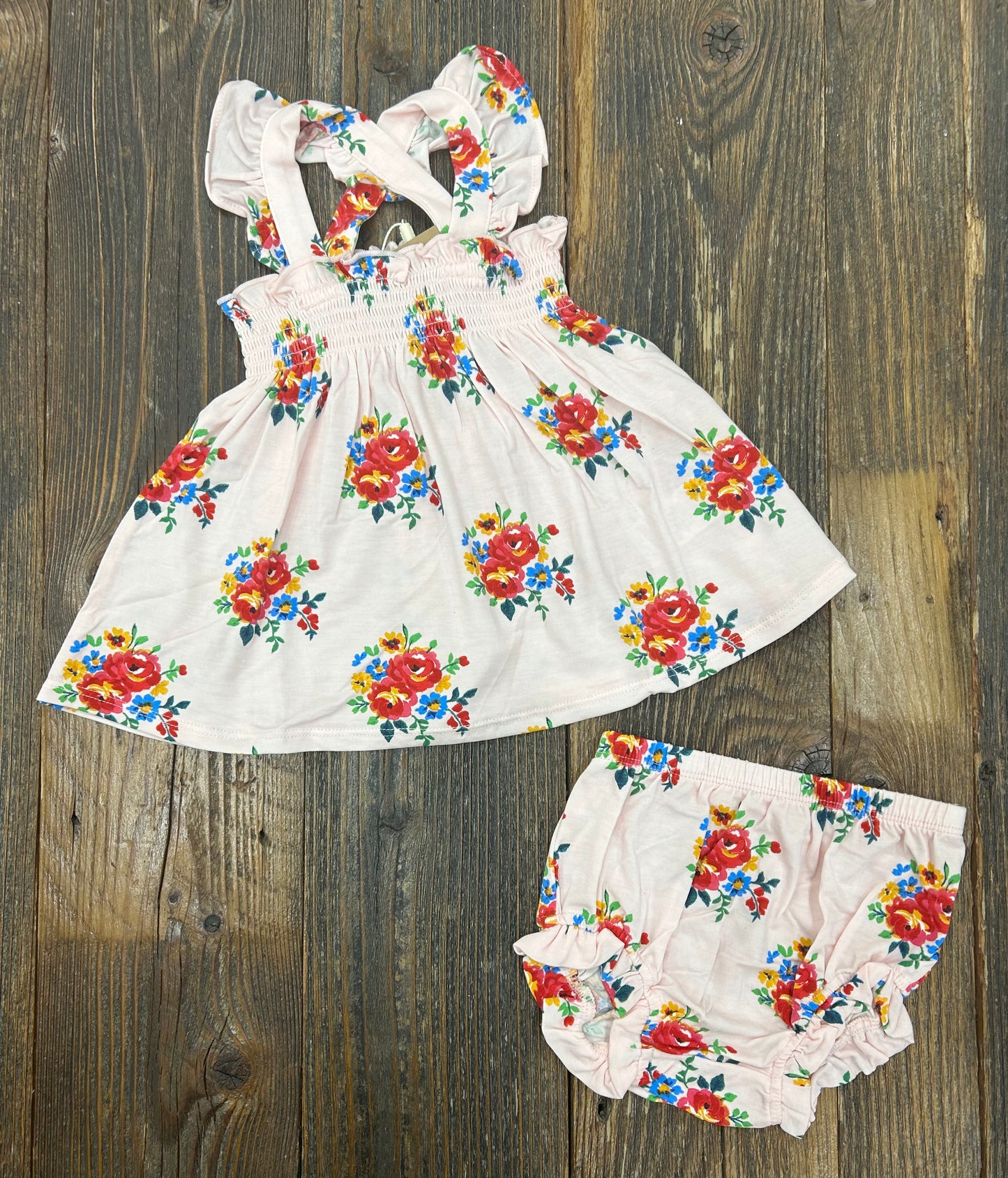 Angel Dear Pretty Bouquets Ruffle Strap Smocked Top & Diaper Cover