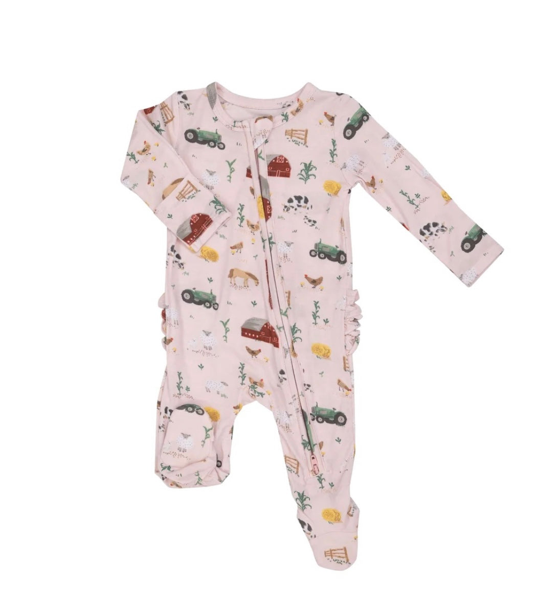 Angel Dear Big Red Barn Pink 2 Way Zipper Footie