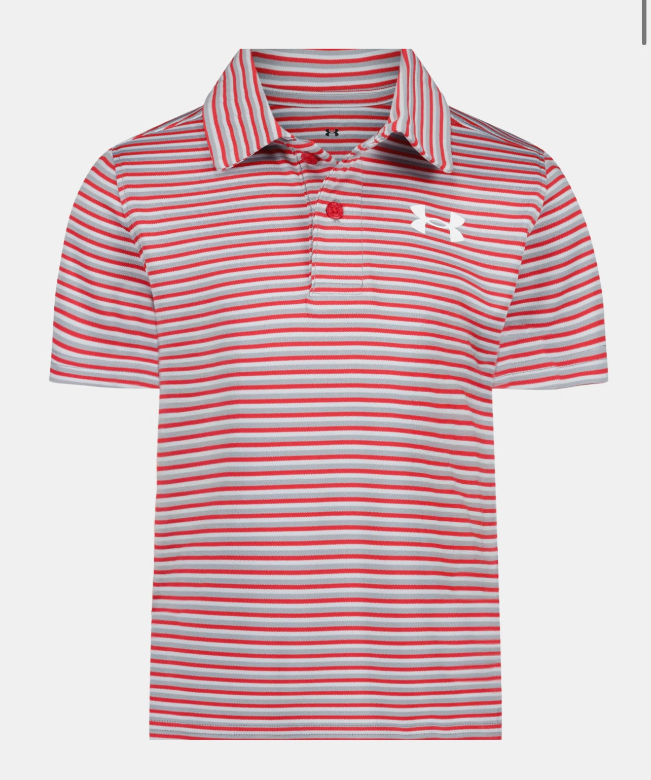 Under Armour Red & Mod Grey Stripe Polo